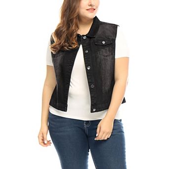 Women's Plus Size Vest Fashion Outerwear Sleeveless Denim Jacket