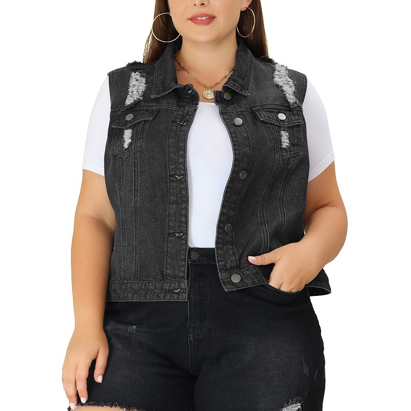 Plus size hot sale denim vest