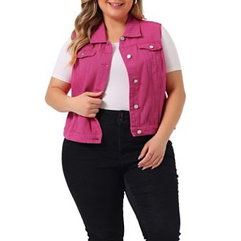 Women's Plus Size Vest Fashion Outerwear Sleeveless Denim Jacket