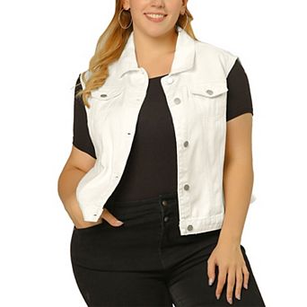 Women's Plus Size Vest Fashion Outerwear Sleeveless Denim Jacket