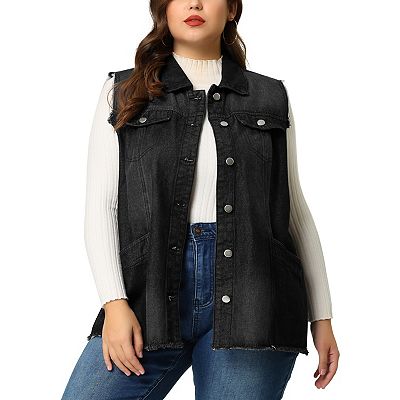 トップス enof denim work vest black Black Denim Motorcycle Vest 18oz – Crank & Stroker