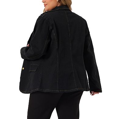 Women's Plus Size Workwear Fashion Denim Bomber Blazer