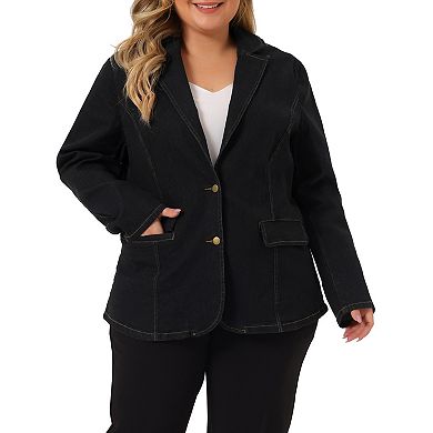 Women's Plus Size Workwear Fashion Denim Bomber Blazer