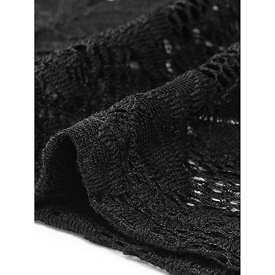 Women's Vintage Semi Sheer Long Sleeve Embroidery Blouse Lace Top