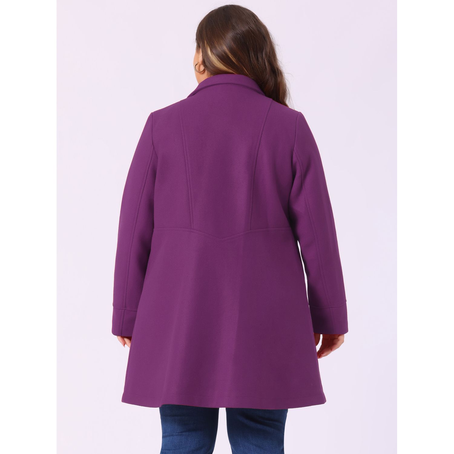Women's Plus Size Winter Outerwear Double Breasted Long Overcoat