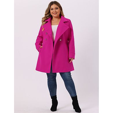 Women's Plus Size Winter Outerwear Double Breasted Long Overcoat