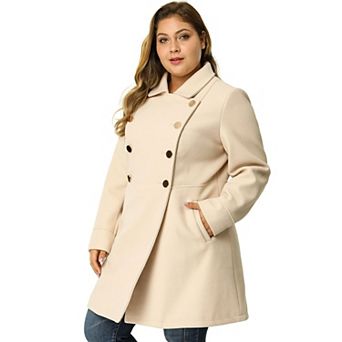 Women's Plus Size Winter Outerwear Double Breasted Long Overcoat