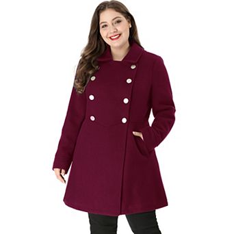Women's Plus Size Winter Outerwear Double Breasted Long Overcoat