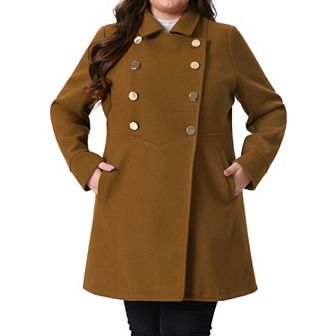 Women's Plus Size Winter Outerwear Double Breasted Long Overcoat