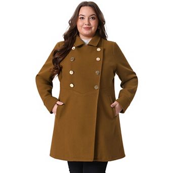 Women's Plus Size Winter Outerwear Double Breasted Long Overcoat