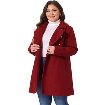 Women's Plus Size Winter Outerwear Double Breasted Long Overcoat