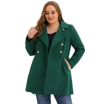 Women's Plus Size Winter Outerwear Double Breasted Long Overcoat