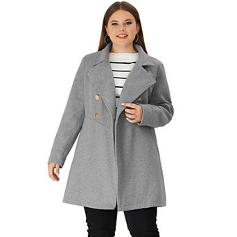 Women's Plus Size Winter Outerwear Double Breasted Long Overcoat