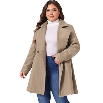 Women's Plus Size Winter Outerwear Double Breasted Long Overcoat