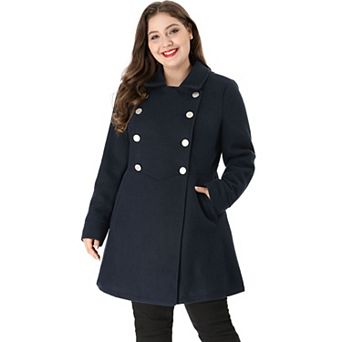 Women's Plus Size Winter Outerwear Double Breasted Long Overcoat