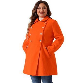 Women's Plus Size Winter Outerwear Double Breasted Long Overcoat
