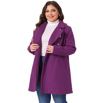 Women's Plus Size Winter Outerwear Double Breasted Long Overcoat
