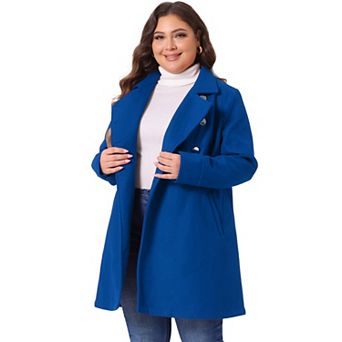 Women's Plus Size Winter Outerwear Double Breasted Long Overcoat