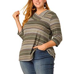 Siddhe Plus Size Tops for Women 3/4 Sleeve, Womens Plus Size Fall