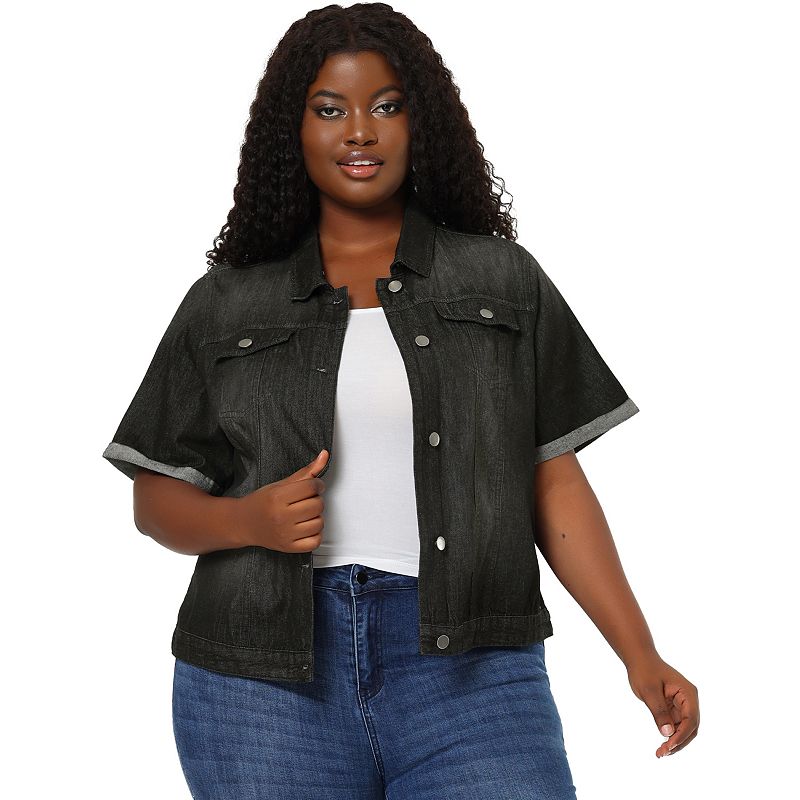 Women's plus size black jean outlet jacket