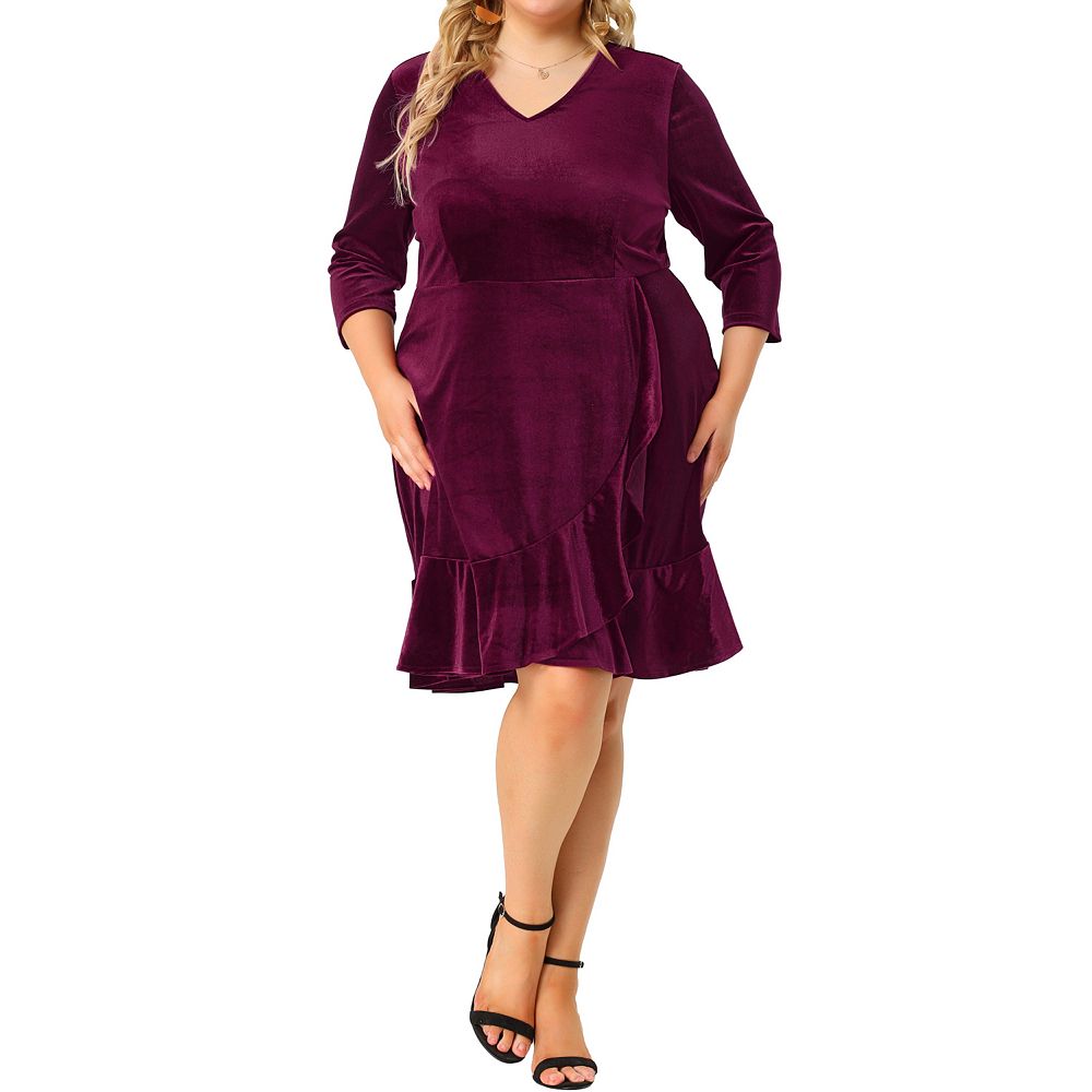 Women's Plus Size Dress | Puff Sleeve V-Neck Design