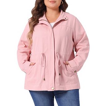 Women's Plus Size Long Sleeve Drawing Waist Fall Jacket