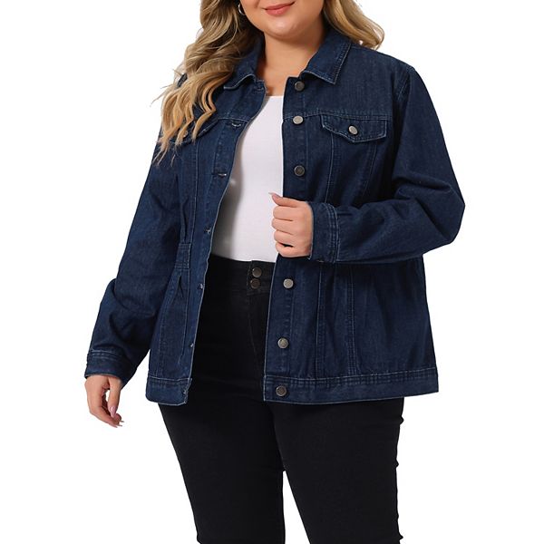 Plus Size Button Up Long Sleeve Jacket