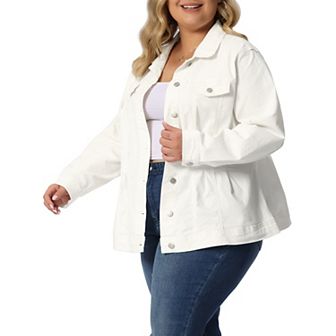 Women's Plus Size Fashion Outerwear Long Sleeve Button Denim Jacket
