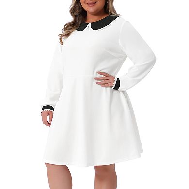 Women's Plus Size Winter Peter Pan Collar Above Knee Dress