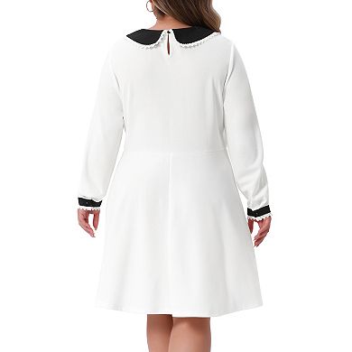 Women's Plus Size Winter Peter Pan Collar Above Knee Dress