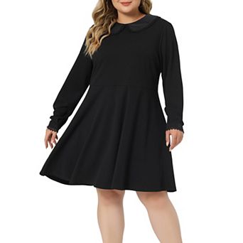 Women's Plus Size Winter Peter Pan Collar Above Knee Dress