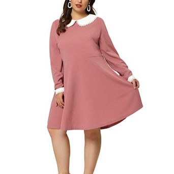 Women's Plus Size Winter Peter Pan Collar Above Knee Dress