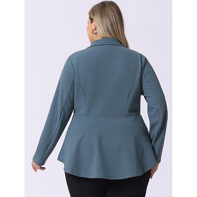 Women's Plus Size Modern Fit Workwear Fashion Peplum Tunic Blazers