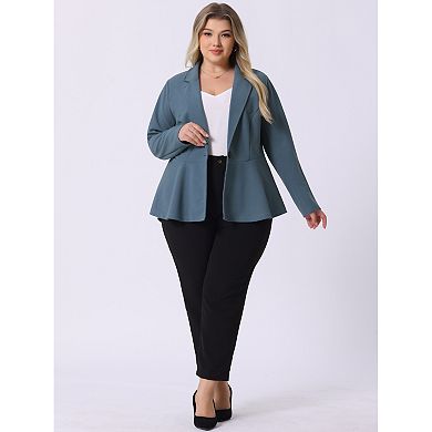 Women's Plus Size Modern Fit Workwear Fashion Peplum Tunic Blazers