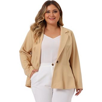 Women's Plus Size Modern Fit Workwear Fashion Peplum Tunic Blazers