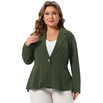 Women's Plus Size Modern Fit Workwear Fashion Peplum Tunic Blazers