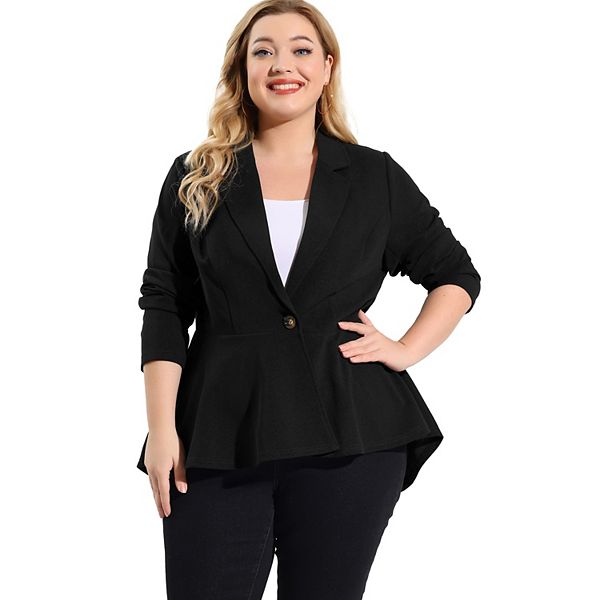 Women's Plus Size Modern Fit Workwear Fashion Peplum Tunic Blazers