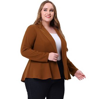 Women's Plus Size Modern Fit Workwear Fashion Peplum Tunic Blazers