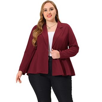 Women's Plus Size Modern Fit Workwear Fashion Peplum Tunic Blazers