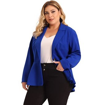 Women's Plus Size Modern Fit Workwear Fashion Peplum Tunic Blazers