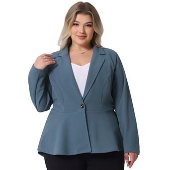 Women's Plus Size Modern Fit Workwear Fashion Peplum Tunic Blazers