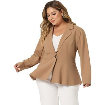 Women's Plus Size Modern Fit Workwear Fashion Peplum Tunic Blazers