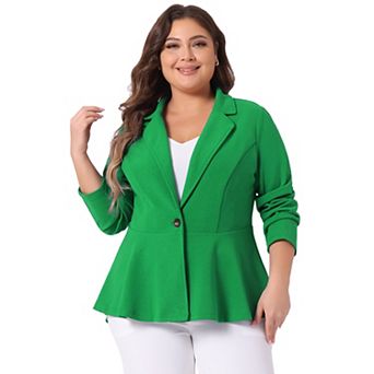 Women's Plus Size Modern Fit Workwear Fashion Peplum Tunic Blazers