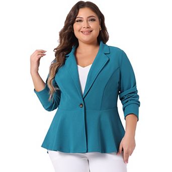 Women's Plus Size Modern Fit Workwear Fashion Peplum Tunic Blazers