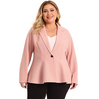 Women's Plus Size Modern Fit Workwear Fashion Peplum Tunic Blazers