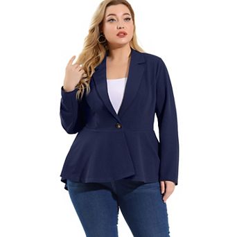 Women's Plus Size Modern Fit Workwear Fashion Peplum Tunic Blazers