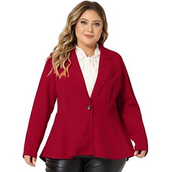 Women's Plus Size Modern Fit Workwear Fashion Peplum Tunic Blazers