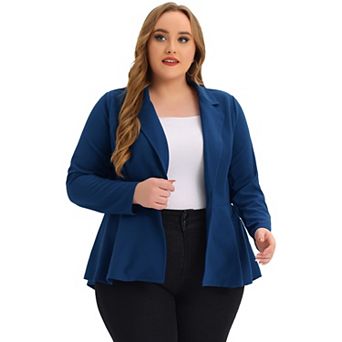 Women's Plus Size Modern Fit Workwear Fashion Peplum Tunic Blazers