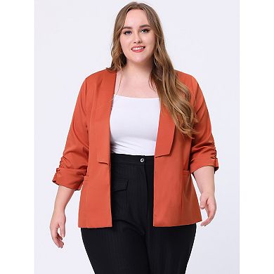 Women's Plus Size Work Office Open Front Casual Boyfriend Blazer