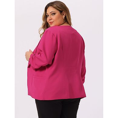 Women's Plus Size Work Office Open Front Casual Boyfriend Blazer